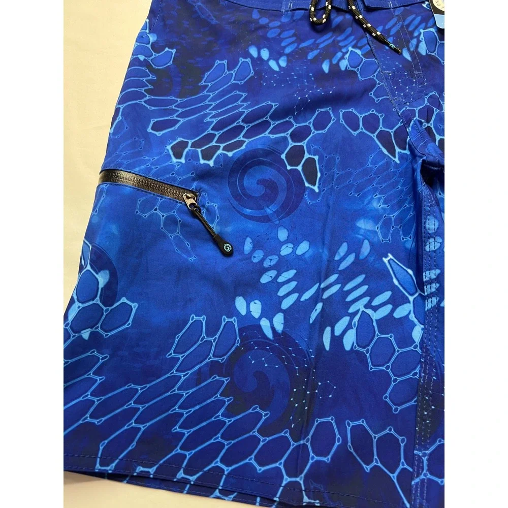Coastal DNA Boardshort Men 30 Aqua Abyss Blue Scale 4-Way Stretch Swim Trunk D15